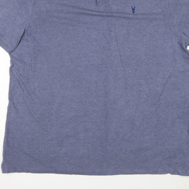 Next Men's Blue 2XL Regular Fit Cotton Blend Logo Polo Shirt