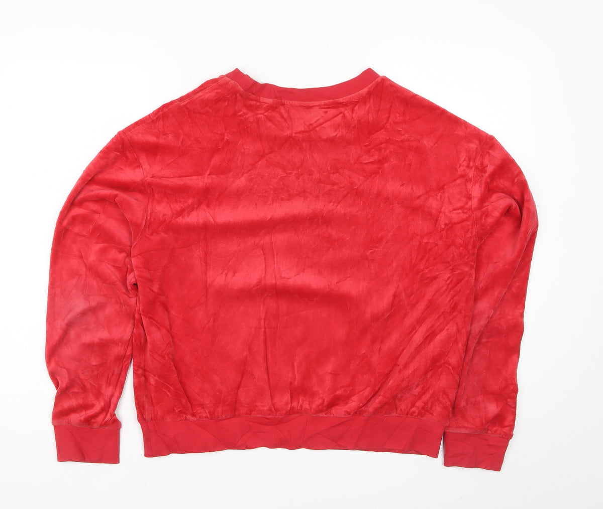 Juicy Couture Women Red S Velour Logo Crew Neck Pullover Sweatshirt