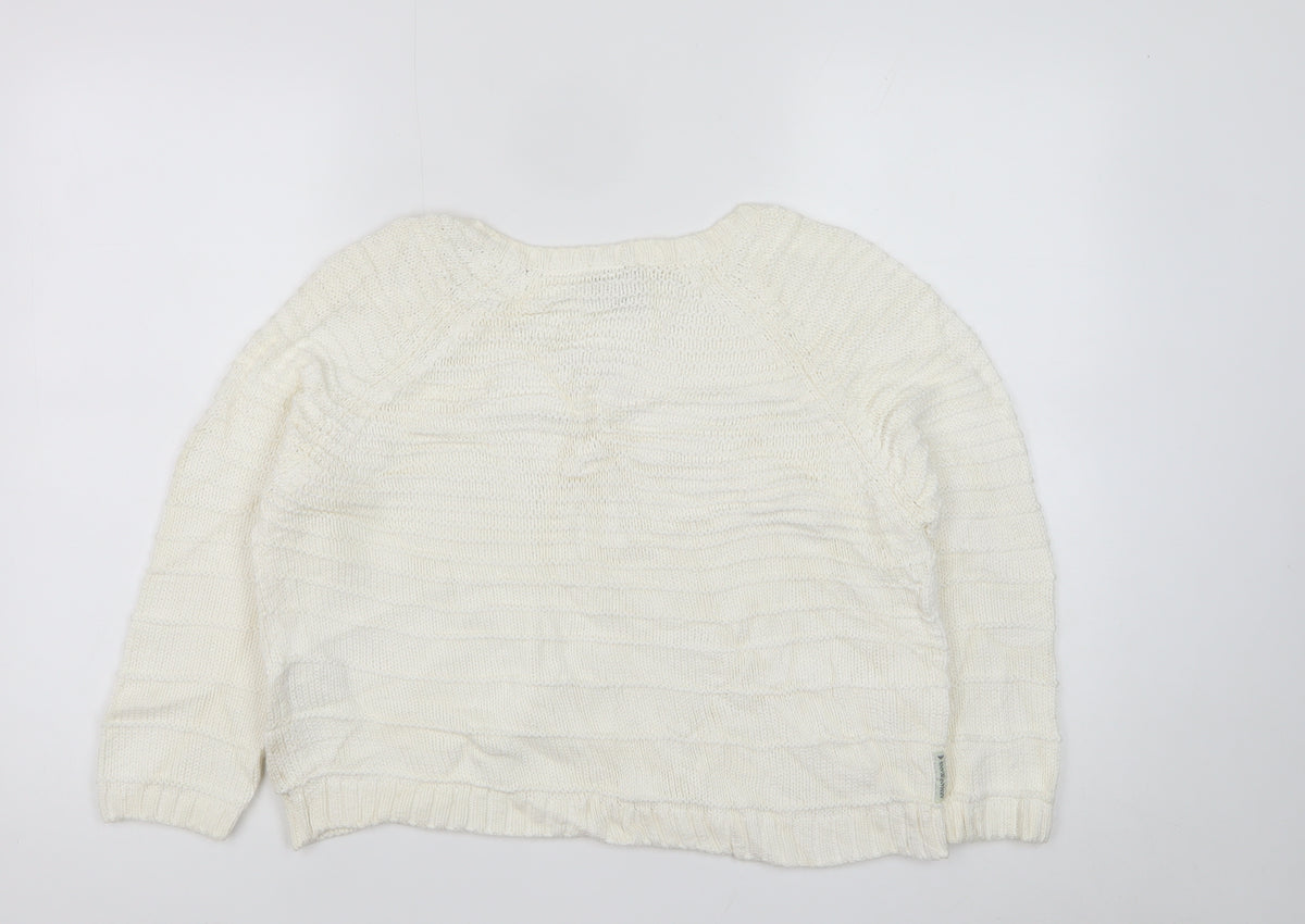 Armani Jeans Women Ivory UK 12 Cable Knit Cotton Pullover Jumper