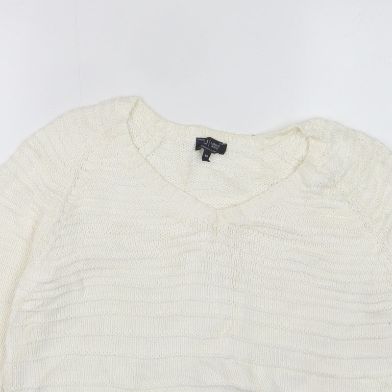 Armani Jeans Women Ivory UK 12 Cable Knit Cotton Pullover Jumper