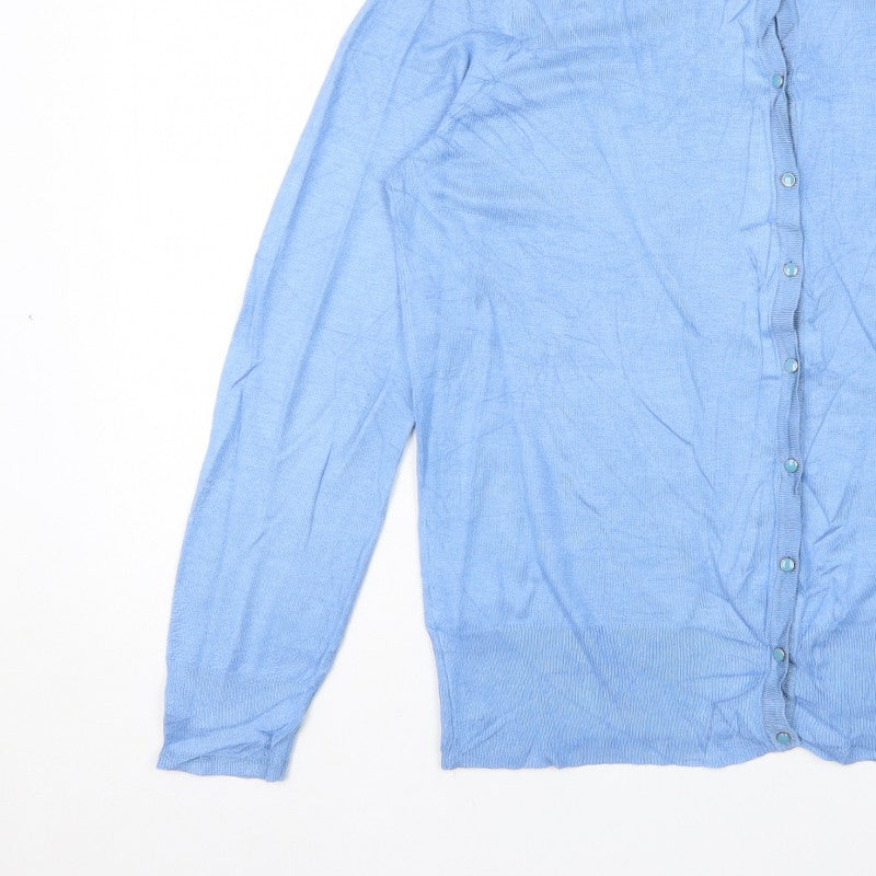 Marks and Spencer Women Blue Size 16 Round Neck Button Cardigan