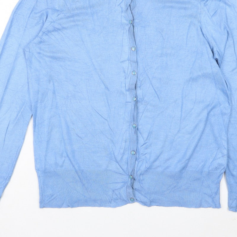 Marks and Spencer Women Blue Size 16 Round Neck Button Cardigan