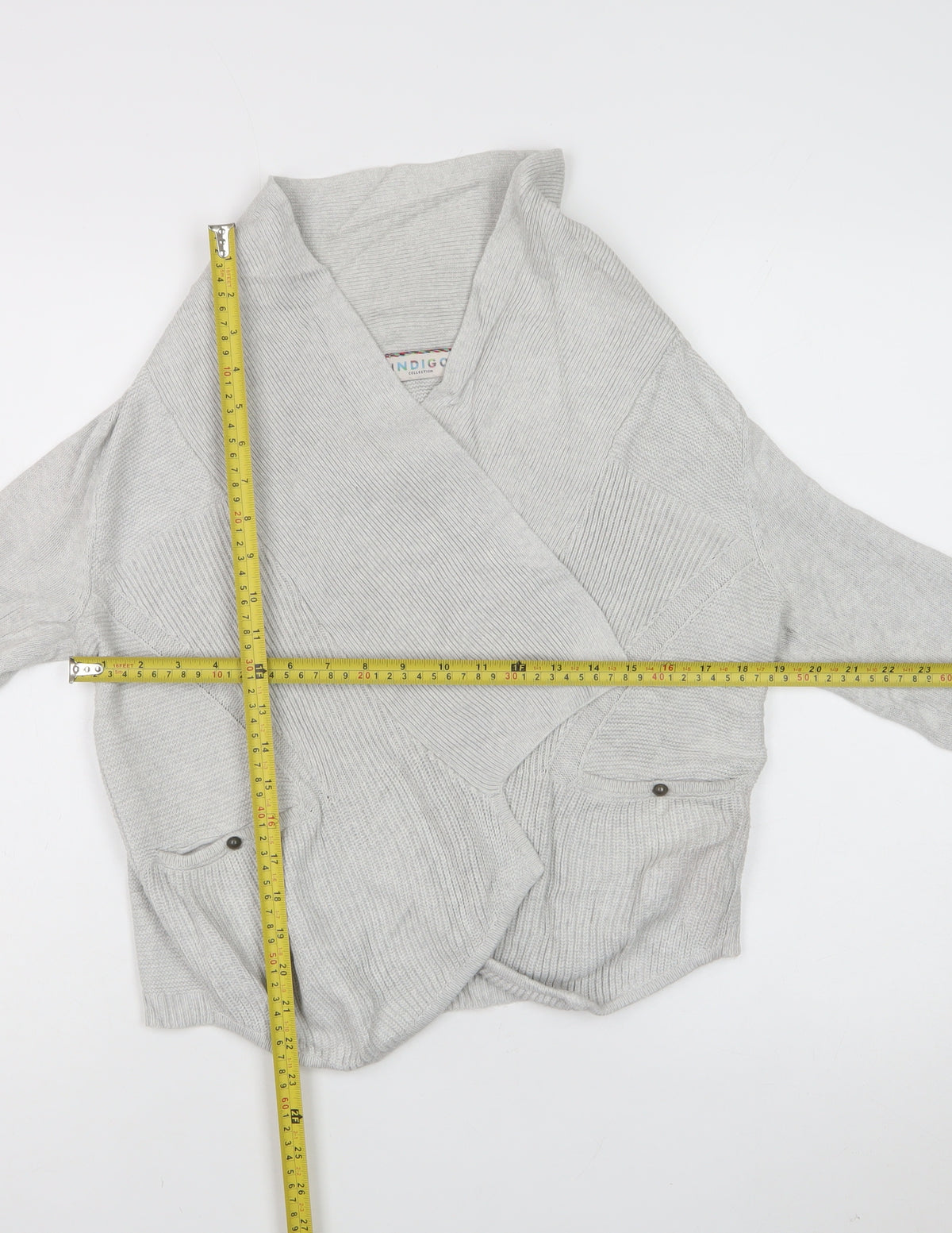 Marks and Spencer Women Grey Size 8 Open Knit Wrap Cardigan