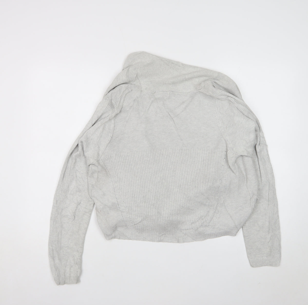 Marks and Spencer Women Grey Size 8 Open Knit Wrap Cardigan