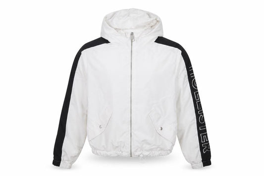 Hollister Women's White Black Hooded Windbreaker Jacket S