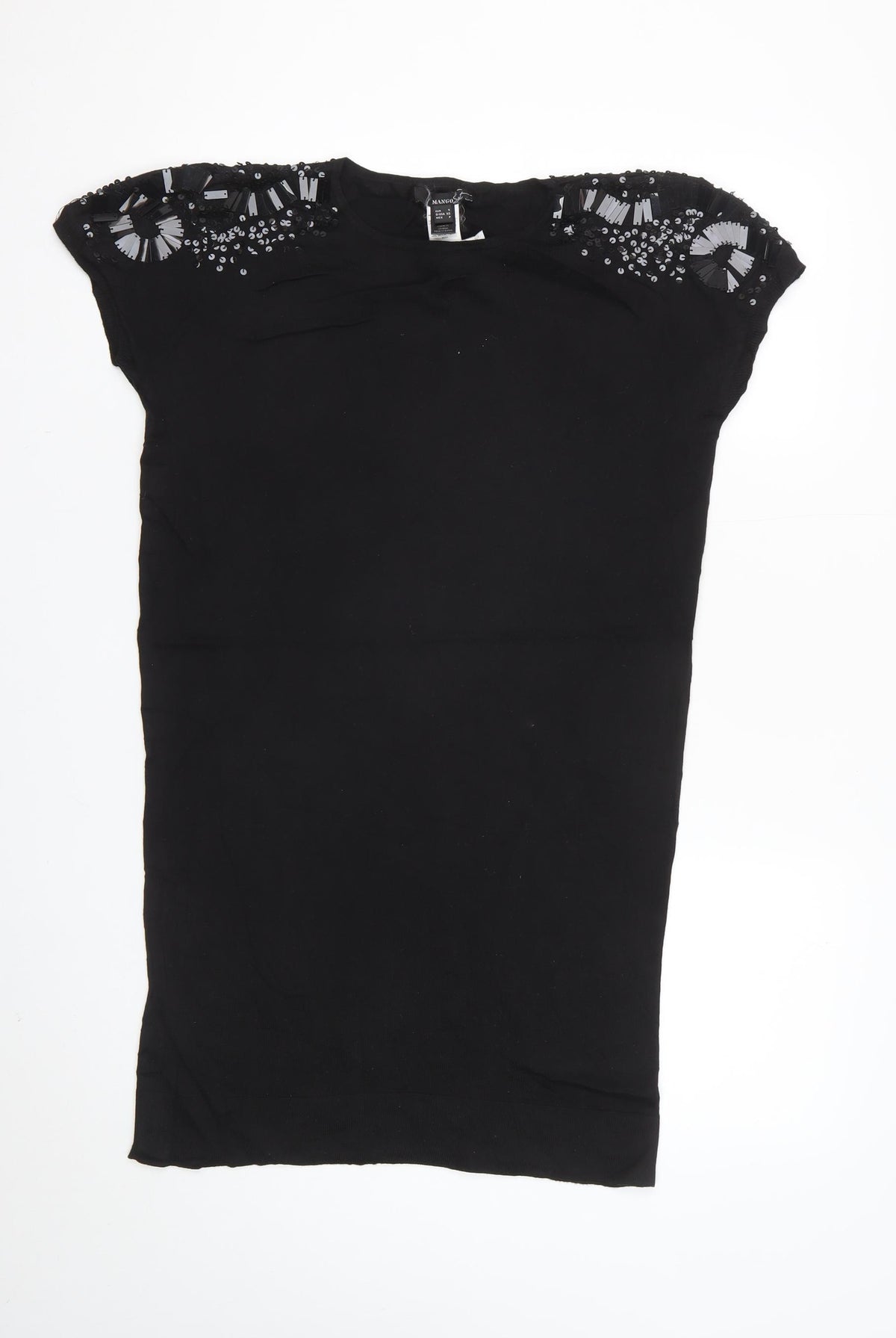 Mango Women Black Size S Sleeveless Sequin Beaded Knit Vest Jumper