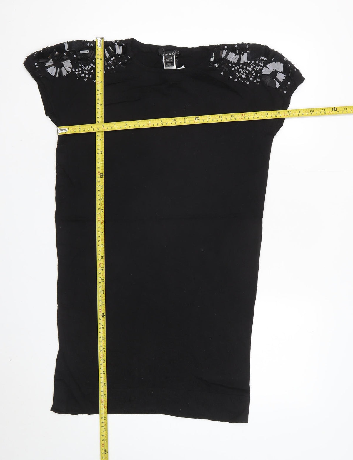 Mango Women Black Size S Sleeveless Sequin Beaded Knit Vest Jumper