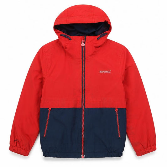 Regatta Boys Red Blue Hooded Waterproof Jacket 7-8 Years Full Zip