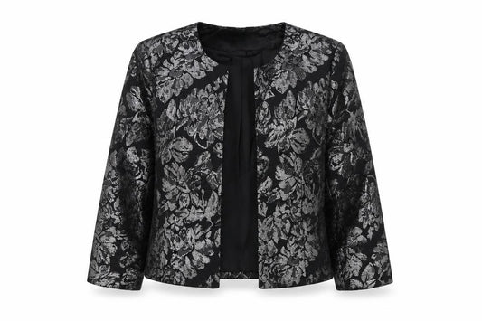 C/MEO by H&M Women Black Silver Floral Jacquard Cropped Blazer UK 10