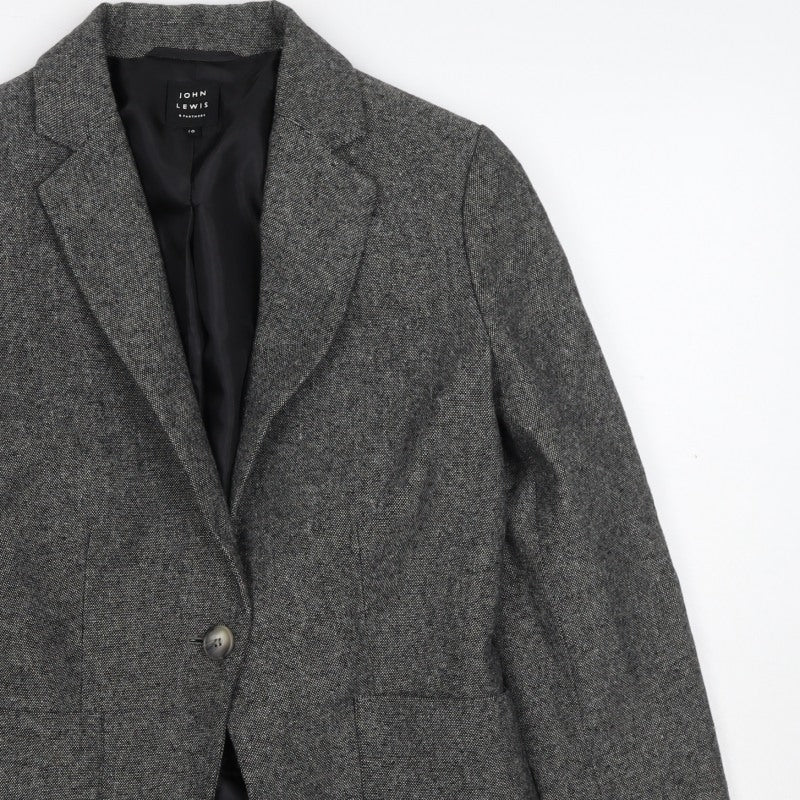 John Lewis Women's Grey UK 10 Flecked Wool Blend Lined Blazer