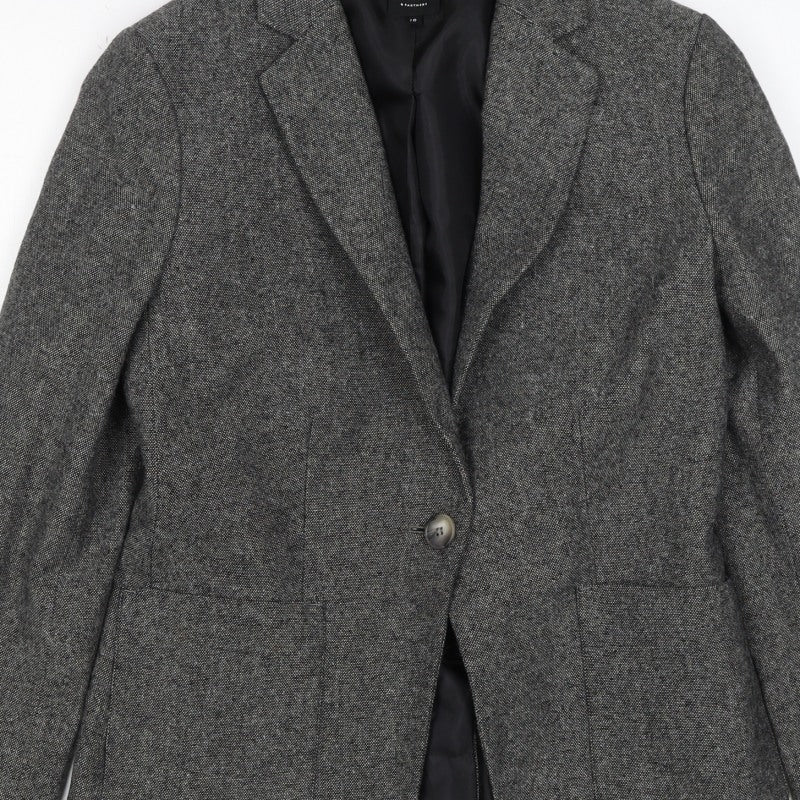 John Lewis Women's Grey UK 10 Flecked Wool Blend Lined Blazer