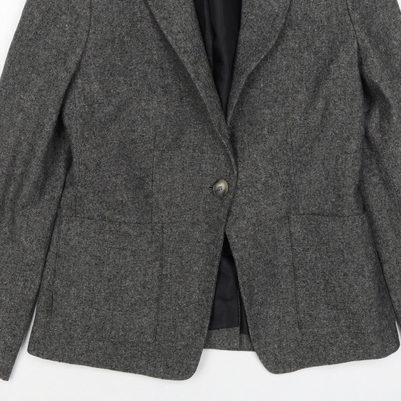 John Lewis Women's Grey UK 10 Flecked Wool Blend Lined Blazer