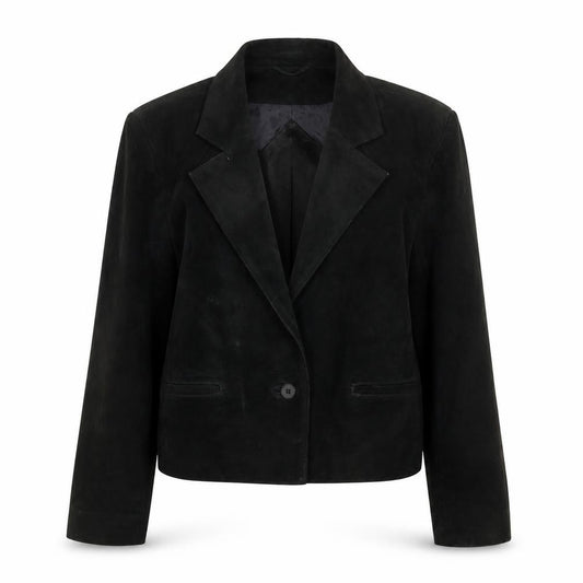 Avanti Women Black UK 8 Vintage Suede Single Button Blazer