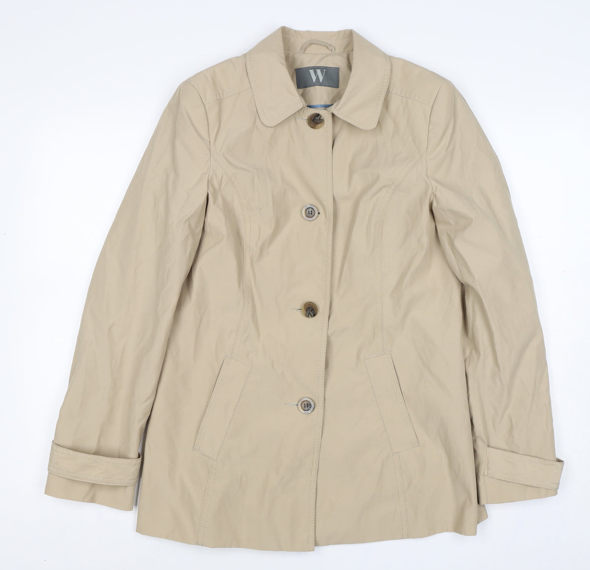 BHS Women’s Beige UK 12 Mid-Length Trench Coat Buttoned