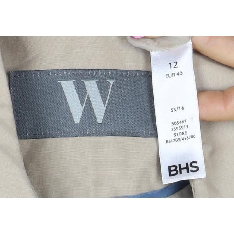 BHS Women’s Beige UK 12 Mid-Length Trench Coat Buttoned