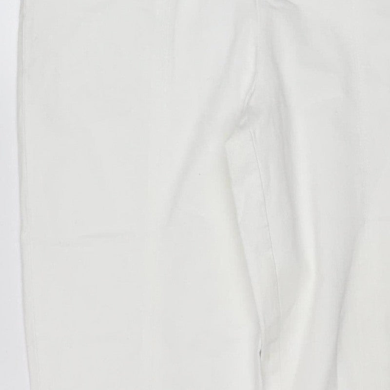 Mexx Women White UK 14 Cotton Stretch Bootcut Trousers Zip