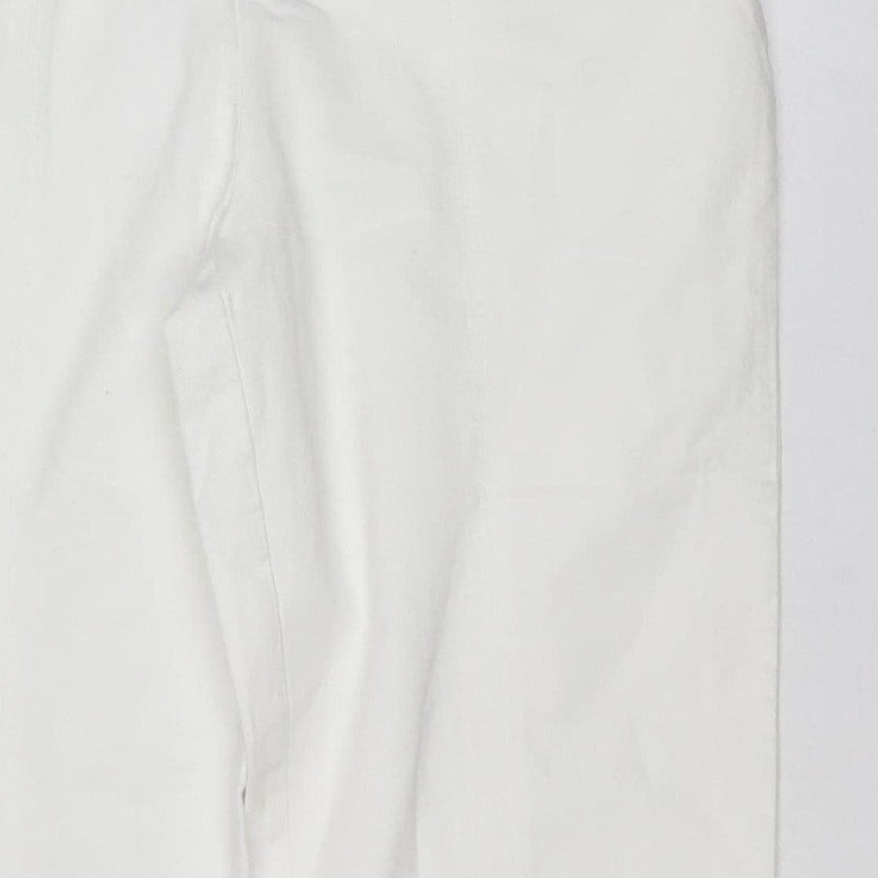 Mexx Women White UK 14 Cotton Stretch Bootcut Trousers Zip