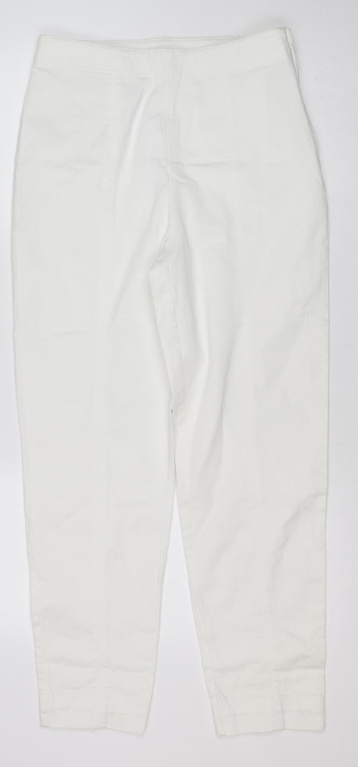 Mexx Women White UK 14 Cotton Stretch Bootcut Trousers Zip