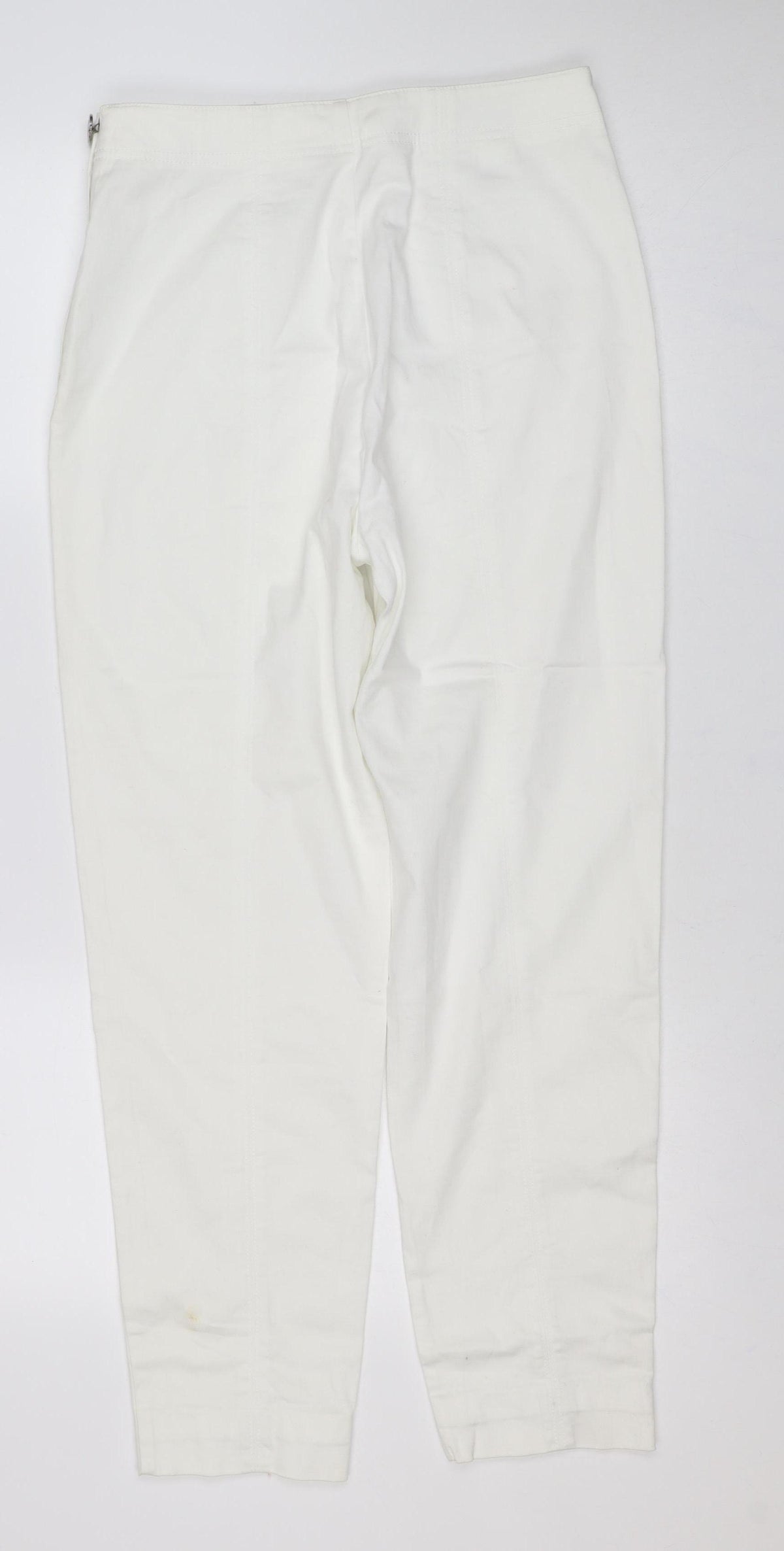 Mexx Women White UK 14 Cotton Stretch Bootcut Trousers Zip