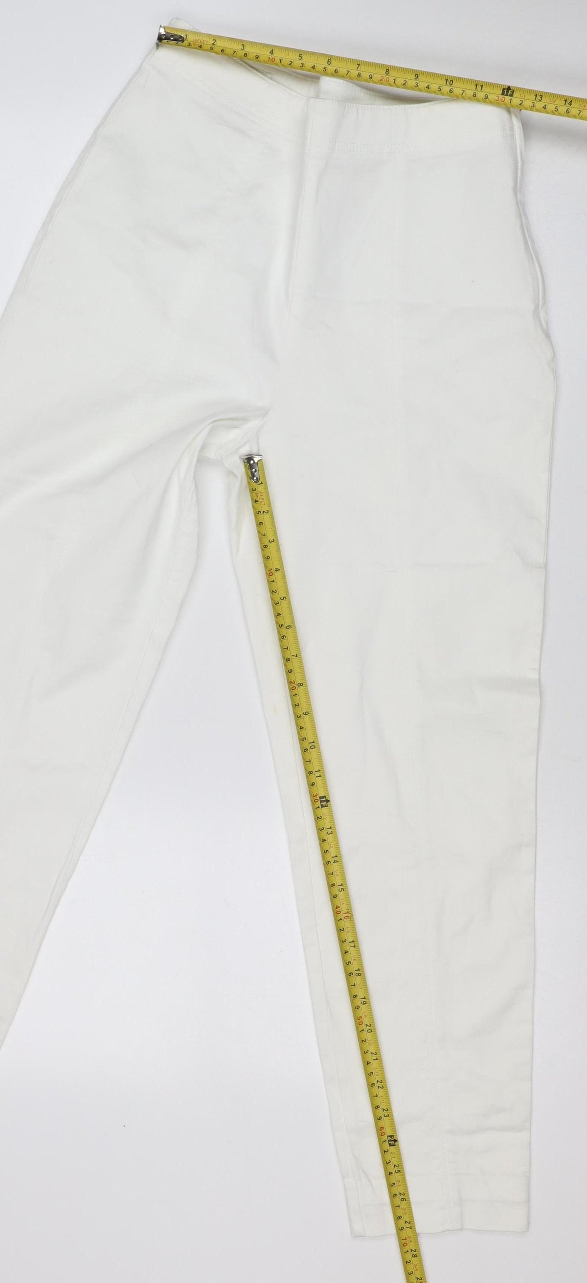 Mexx Women White UK 14 Cotton Stretch Bootcut Trousers Zip