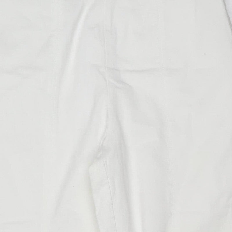 Mexx Women White UK 14 Cotton Stretch Bootcut Trousers Zip