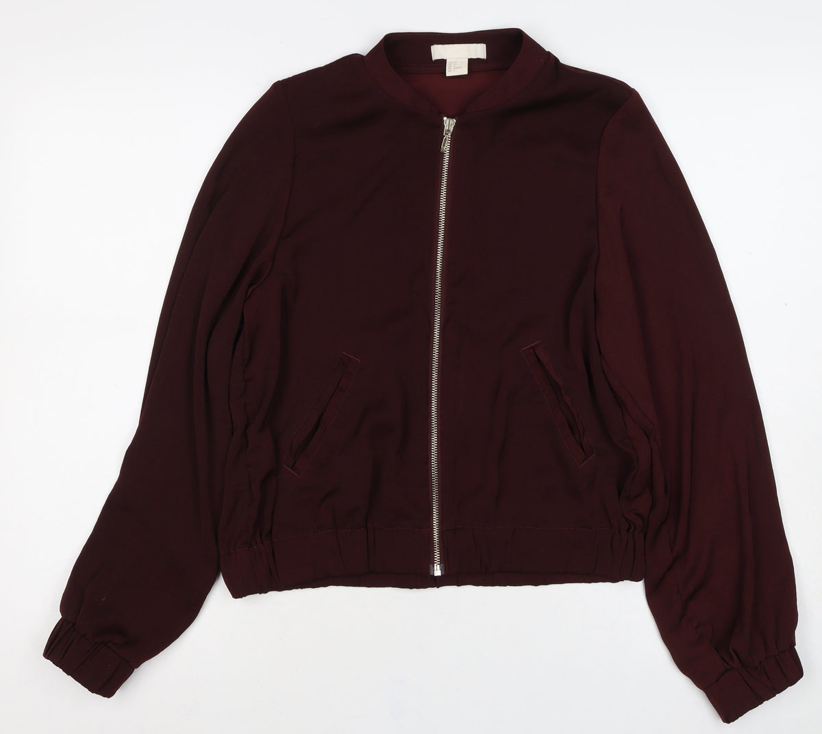 H&M Women Red Size 6 Bomber Jacket Full Zip Long Sleeve Pockets