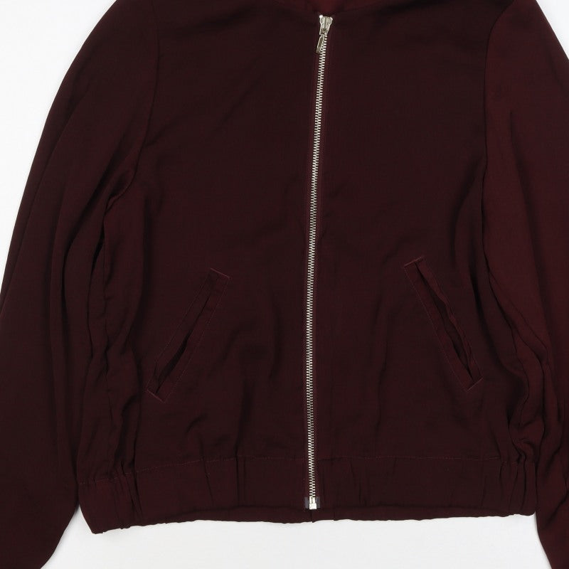 H&M Women Red Size 6 Bomber Jacket Full Zip Long Sleeve Pockets
