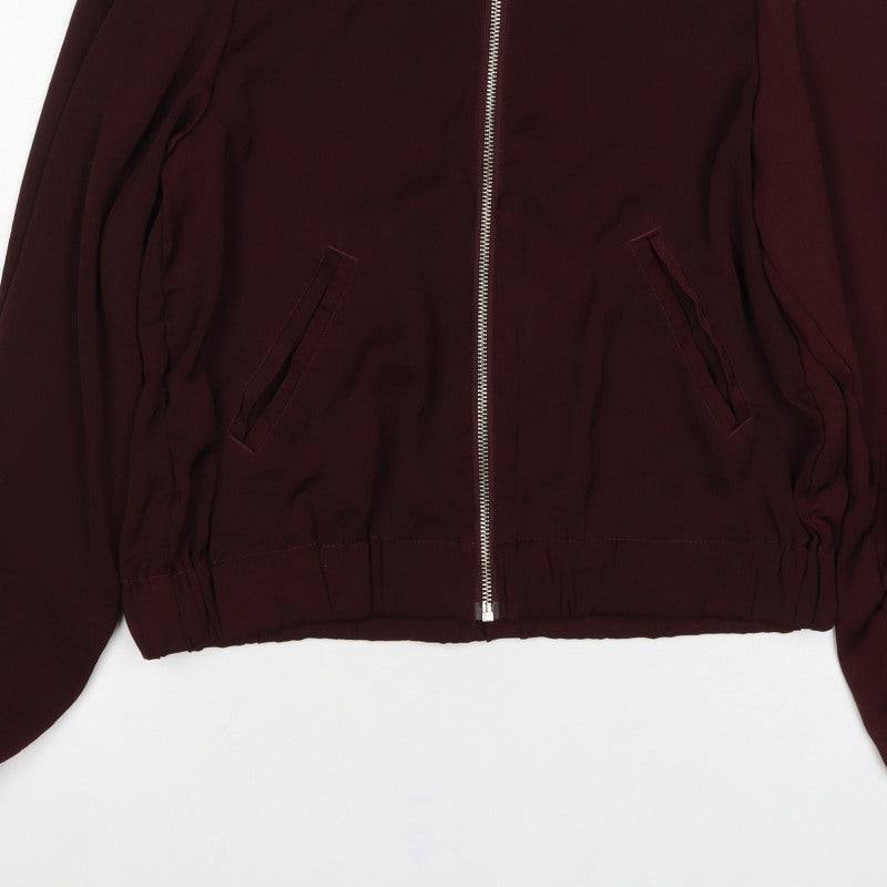 H&M Women Red Size 6 Bomber Jacket Full Zip Long Sleeve Pockets