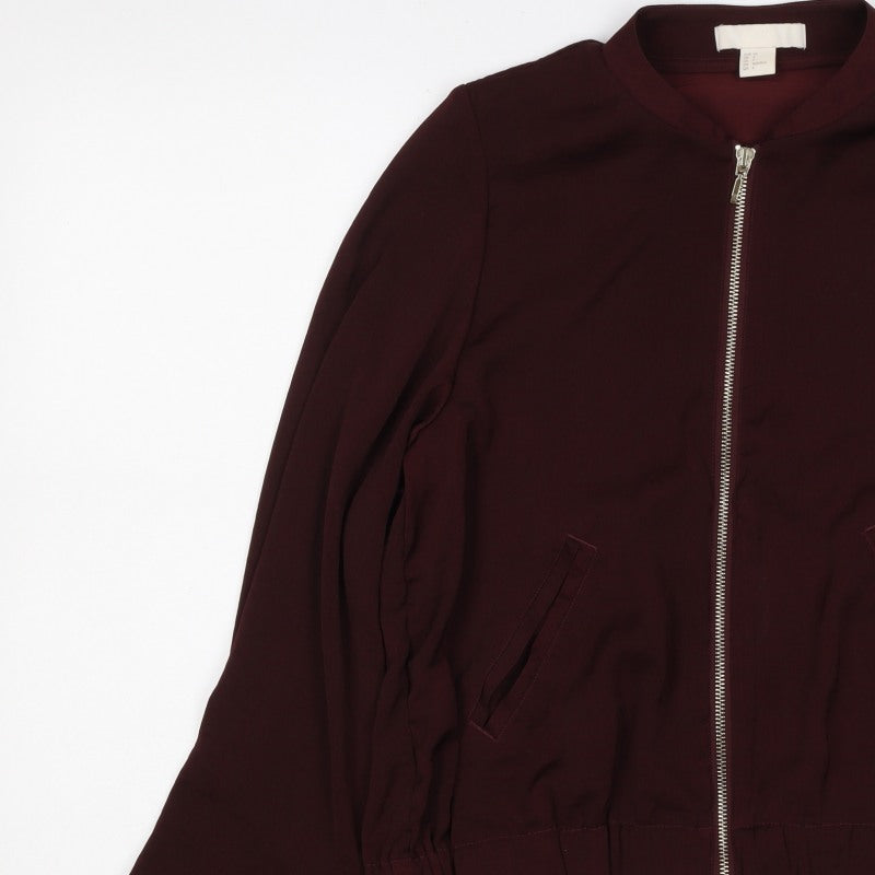 H&M Women Red Size 6 Bomber Jacket Full Zip Long Sleeve Pockets