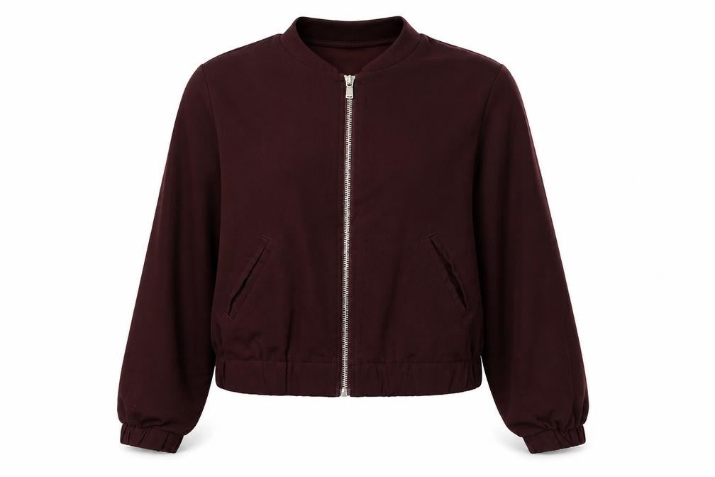 H&M Women Red Size 6 Bomber Jacket Full Zip Long Sleeve Pockets