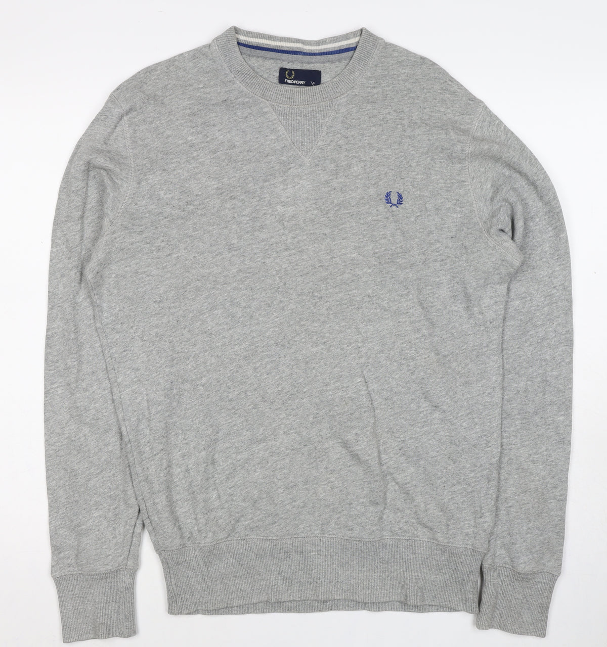 Fred Perry Men's Grey S Pullover Crew Neck Logo Sweatshirt