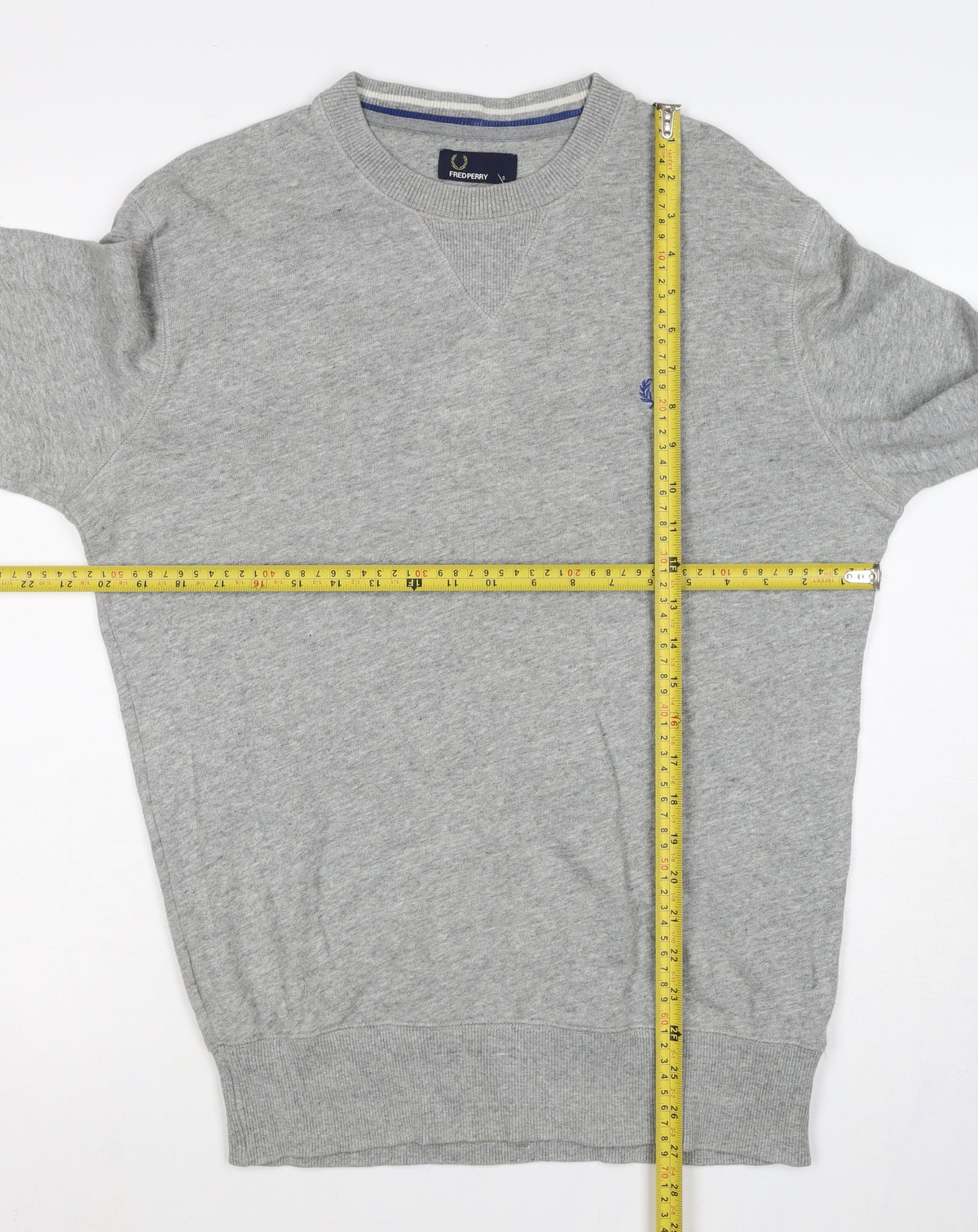 Fred Perry Men's Grey S Pullover Crew Neck Logo Sweatshirt