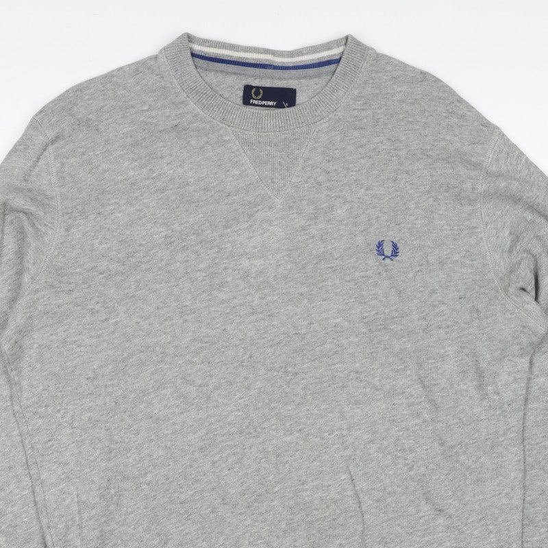 Fred Perry Men's Grey S Pullover Crew Neck Logo Sweatshirt