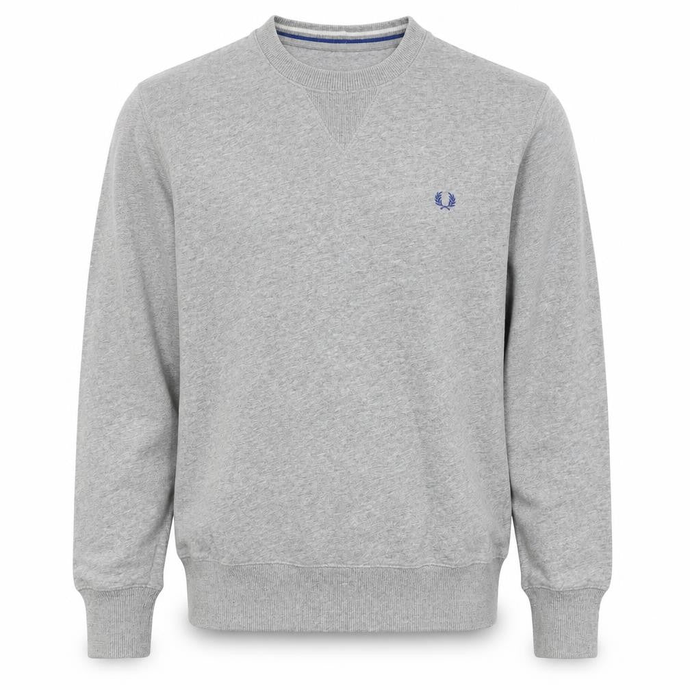 Fred Perry Men's Grey S Pullover Crew Neck Logo Sweatshirt