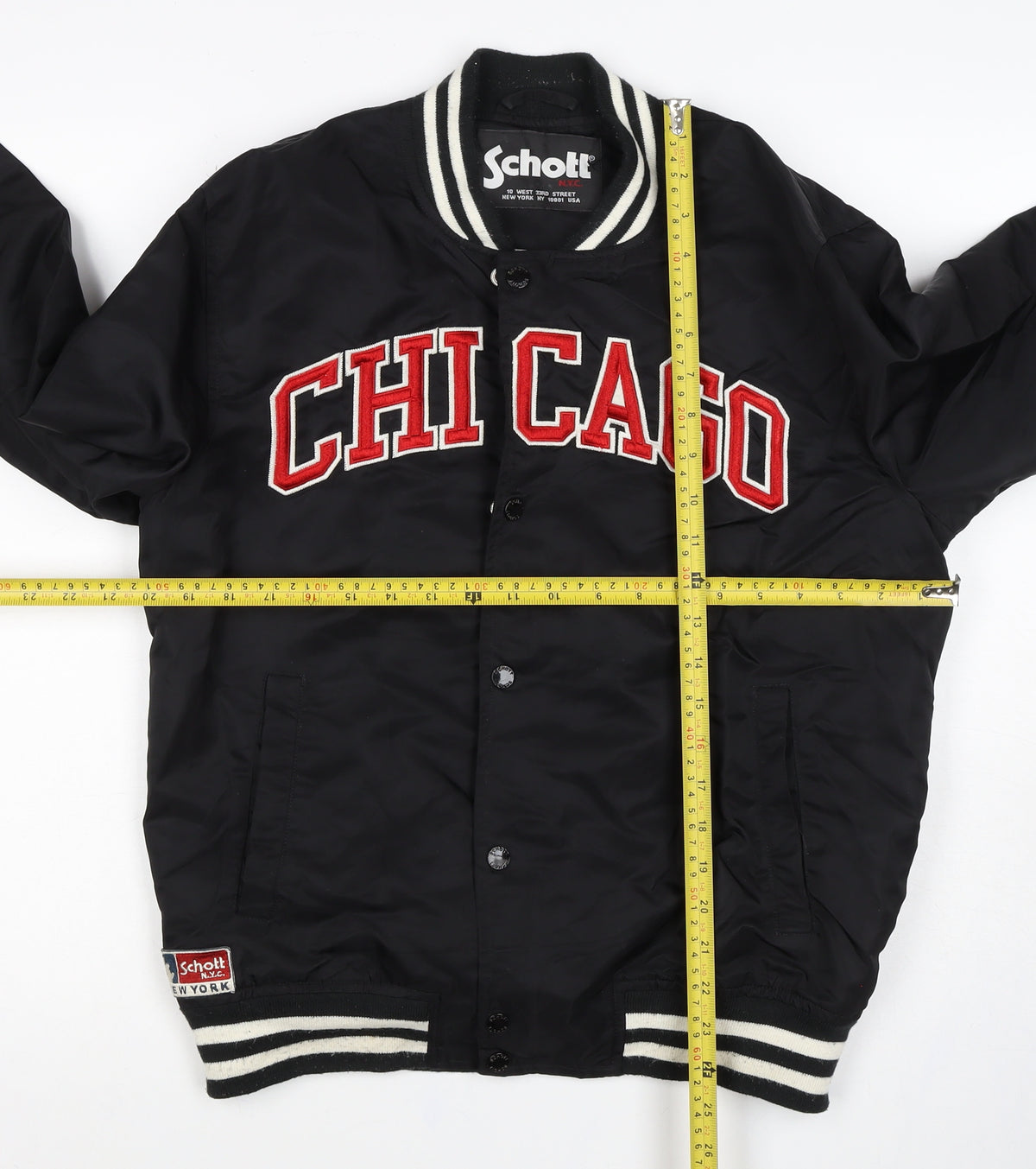 Schott Women’s Black M Chicago Varsity Bomber Jacket Snap Logo