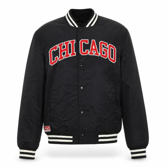 Schott Women’s Black M Chicago Varsity Bomber Jacket Snap Logo