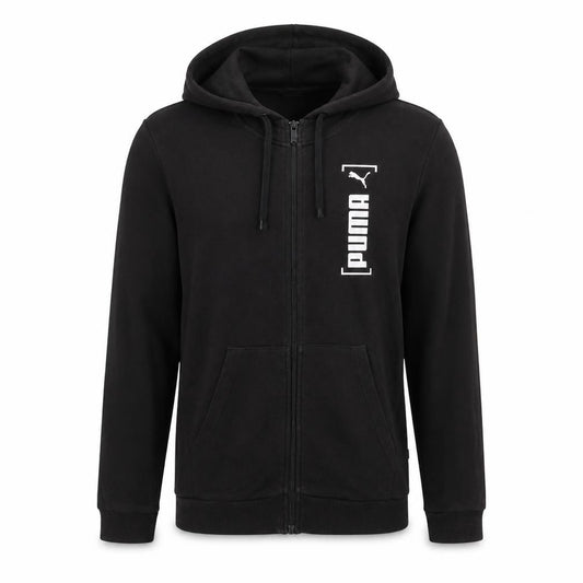 Puma Men's Black S Full Zip Hooded Logo Hoodie Sweatshirt