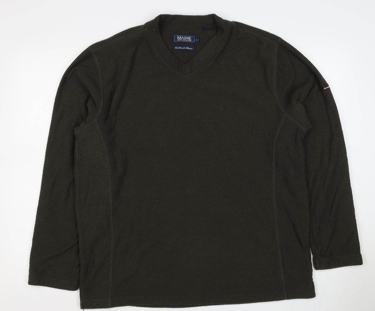 Maine New England Men’s Black L V-Neck Pullover Fleece Sweatshirt