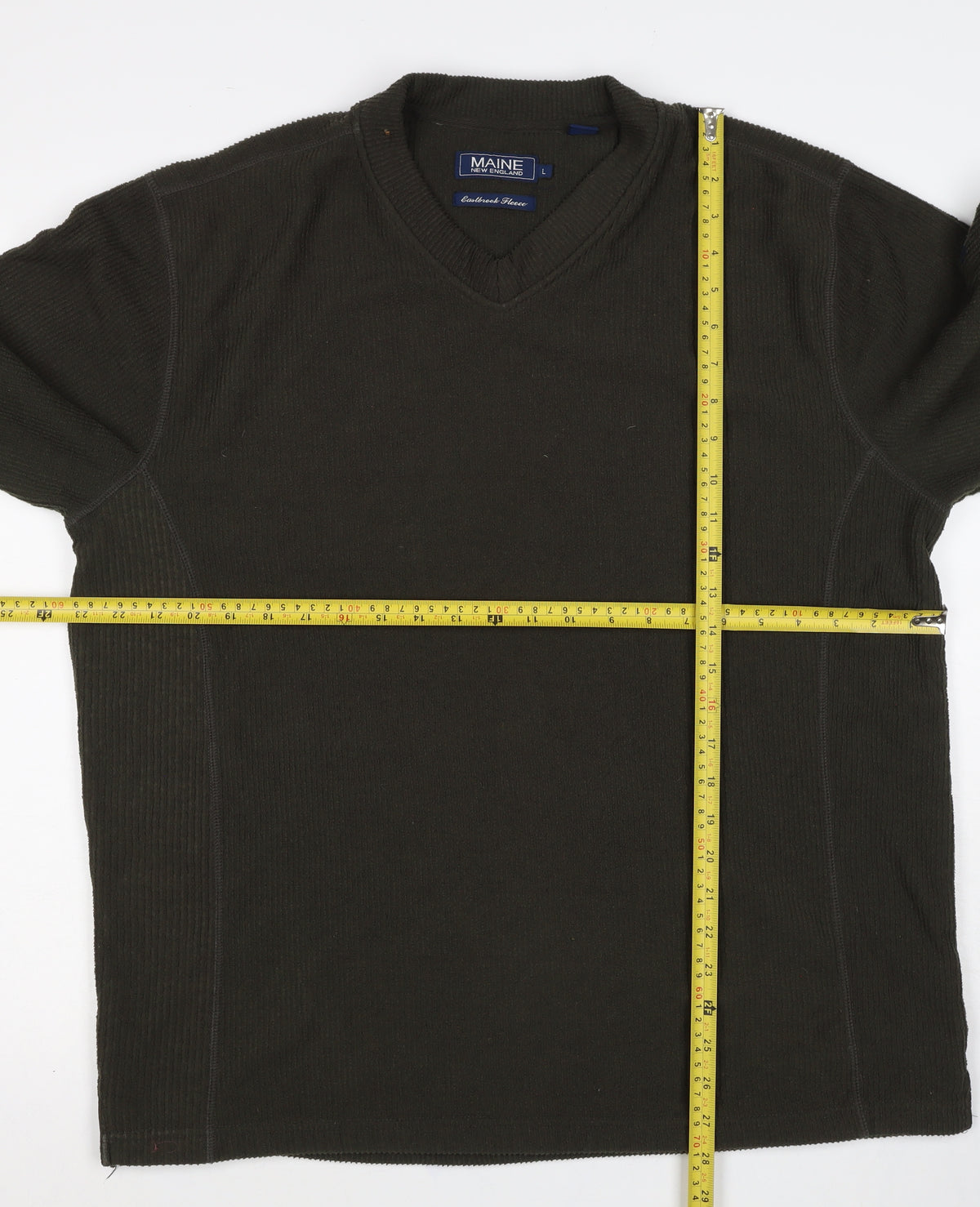 Maine New England Men’s Black L V-Neck Pullover Fleece Sweatshirt