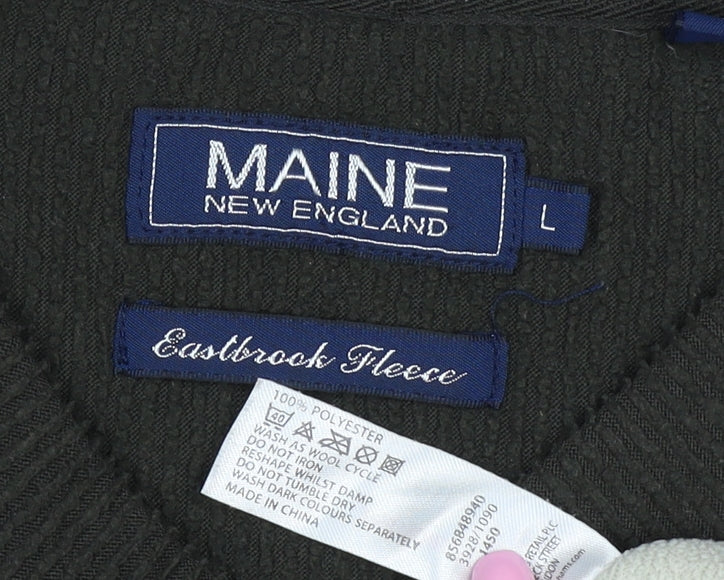 Maine New England Men’s Black L V-Neck Pullover Fleece Sweatshirt