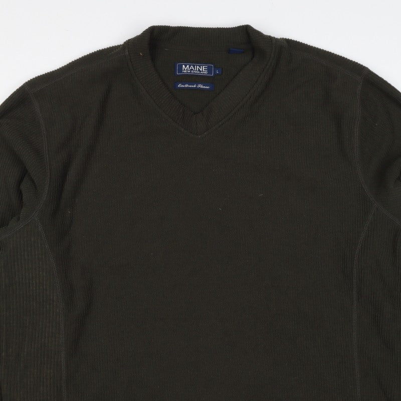 Maine New England Men’s Black L V-Neck Pullover Fleece Sweatshirt