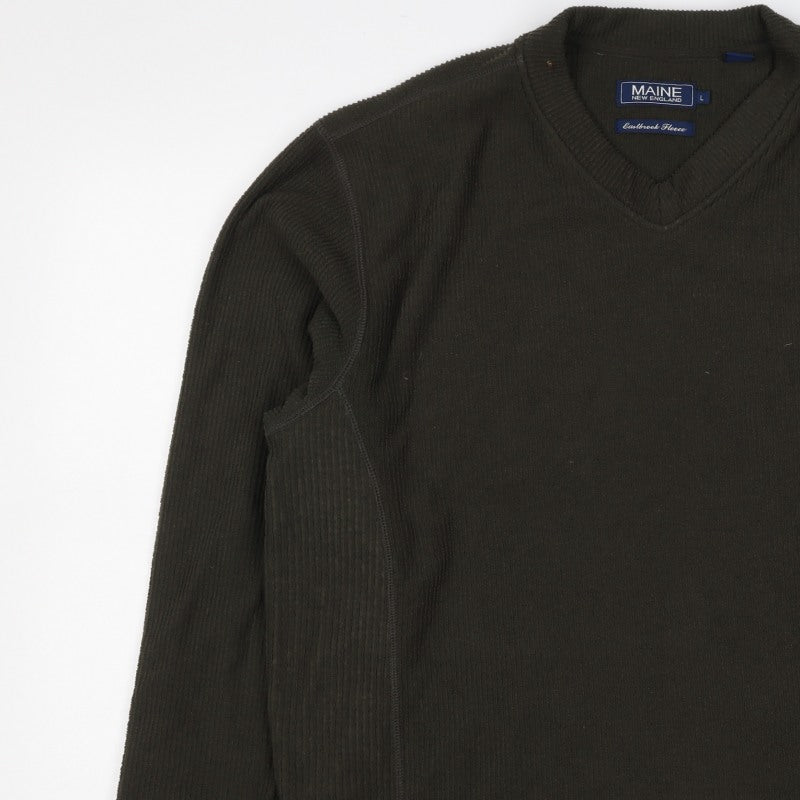 Maine New England Men’s Black L V-Neck Pullover Fleece Sweatshirt