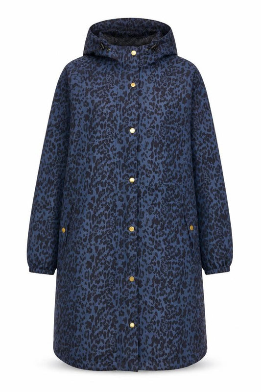 By Very Women’s Blue Leopard Print Hooded Long Rain Coat Size 16