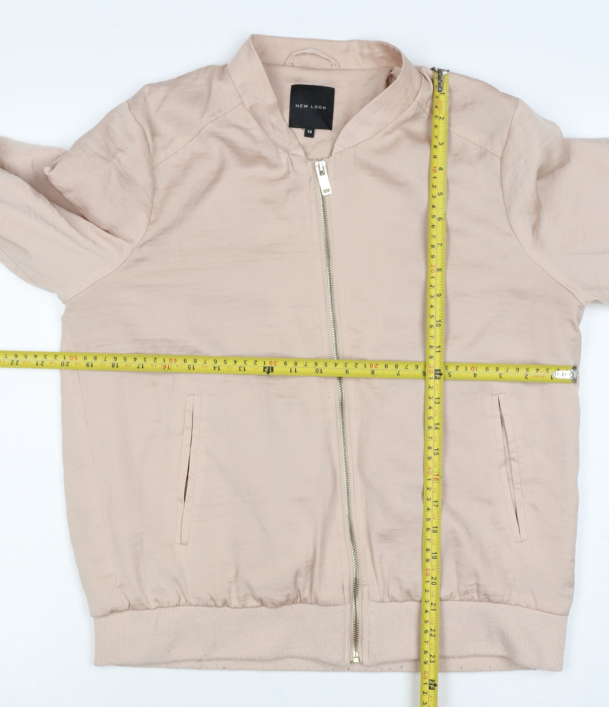 New Look Women’s Beige Size 14 Viscose Bomber Jacket Zip