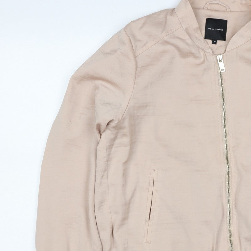 New Look Women’s Beige Size 14 Viscose Bomber Jacket Zip