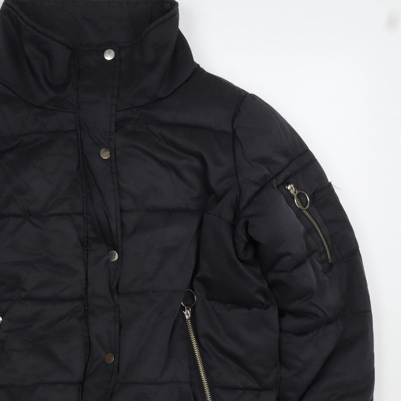 River Island Women’s Black M Quilted Puffer Jacket Zip Pockets