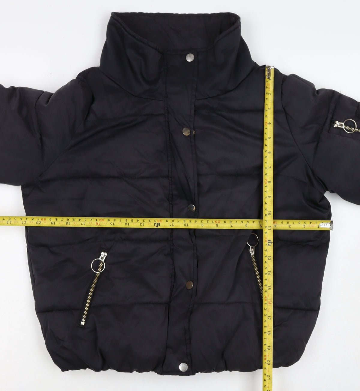 River Island Women’s Black M Quilted Puffer Jacket Zip Pockets