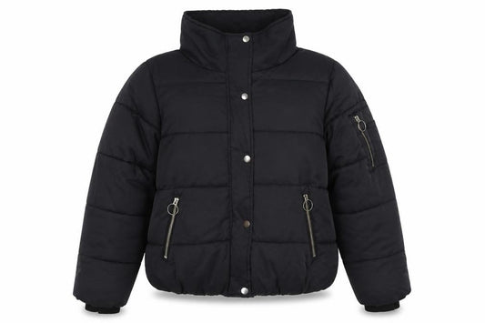 River Island Women’s Black M Quilted Puffer Jacket Zip Pockets
