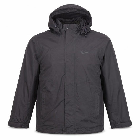 Highgear Men's Black L Hooded Outdoor Rain Jacket Full Zip