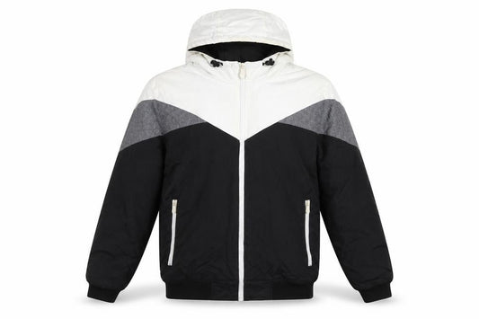 Terranova Men's Black White Grey L Hooded Bomber Jacket